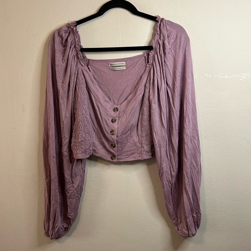Urban Outfitters Lilac Puff Sleeve Crop Top